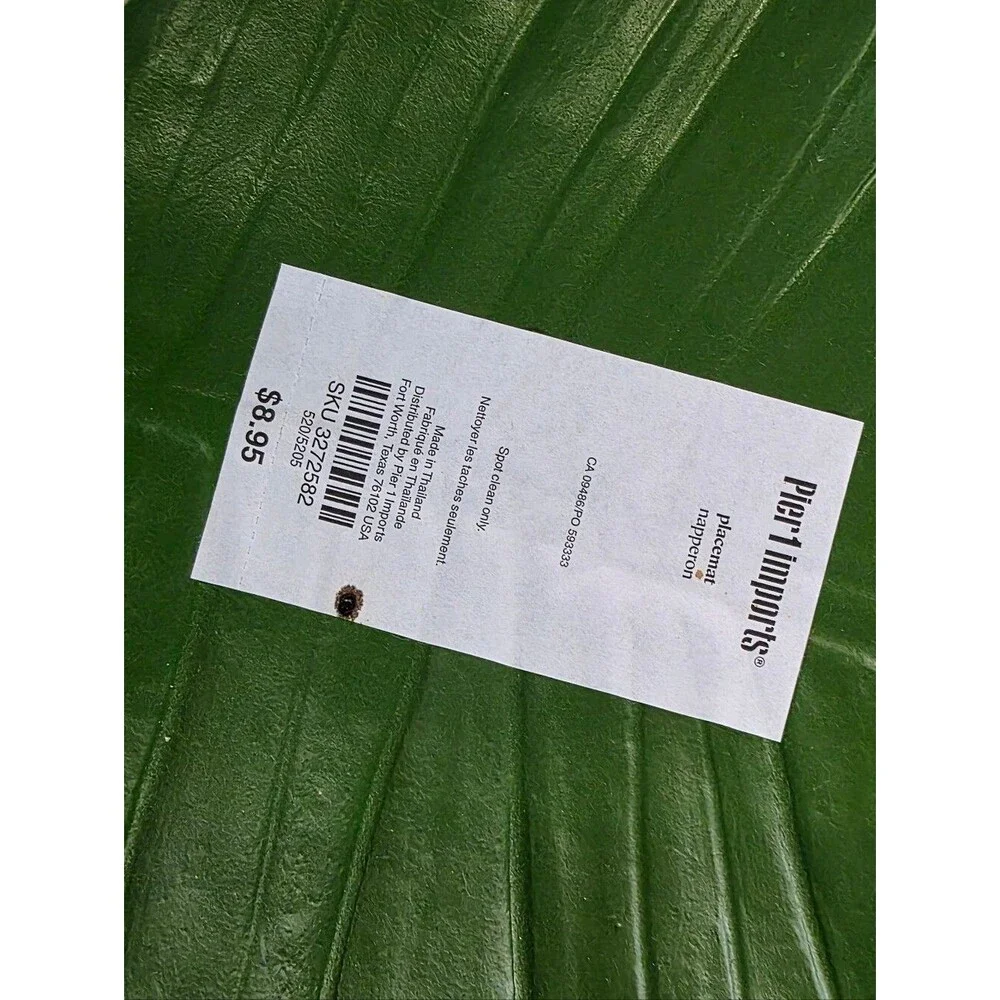 Pier 1 Monstera Leaf Placemat Set Of 8 17x16 Tropical Patio Hollywood Regency
